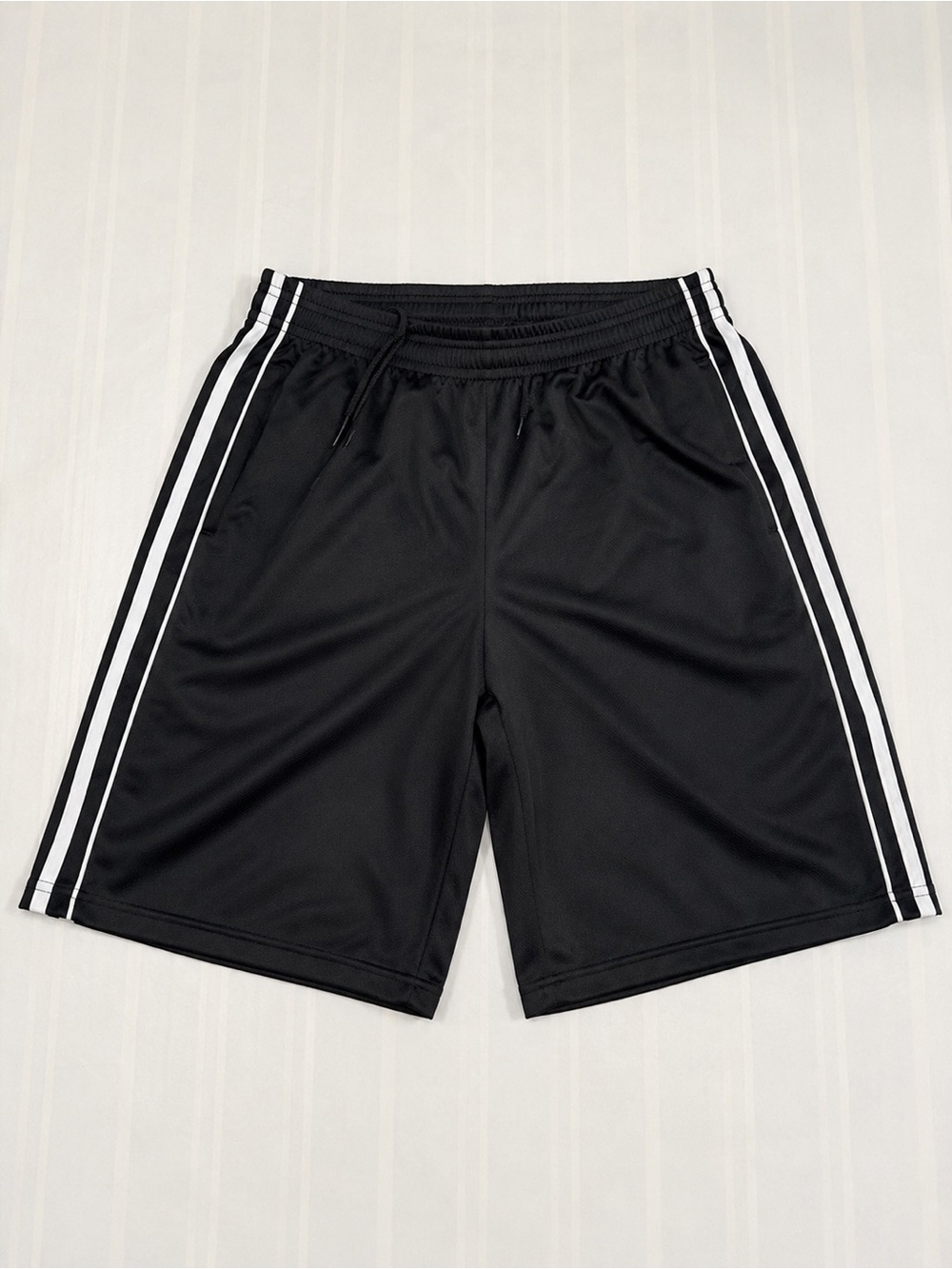 Men's Black Athletic Shorts with White Side Stripes